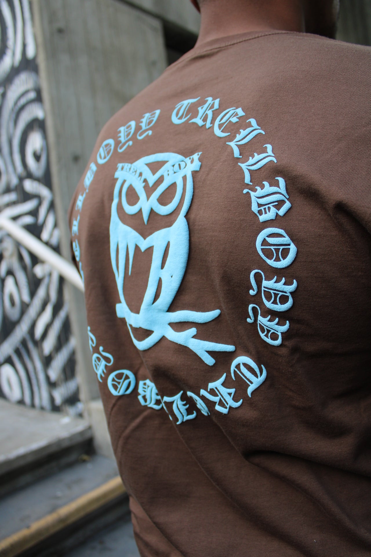 Old English Logo Tee ( Brown/ AquaMarine Blue)