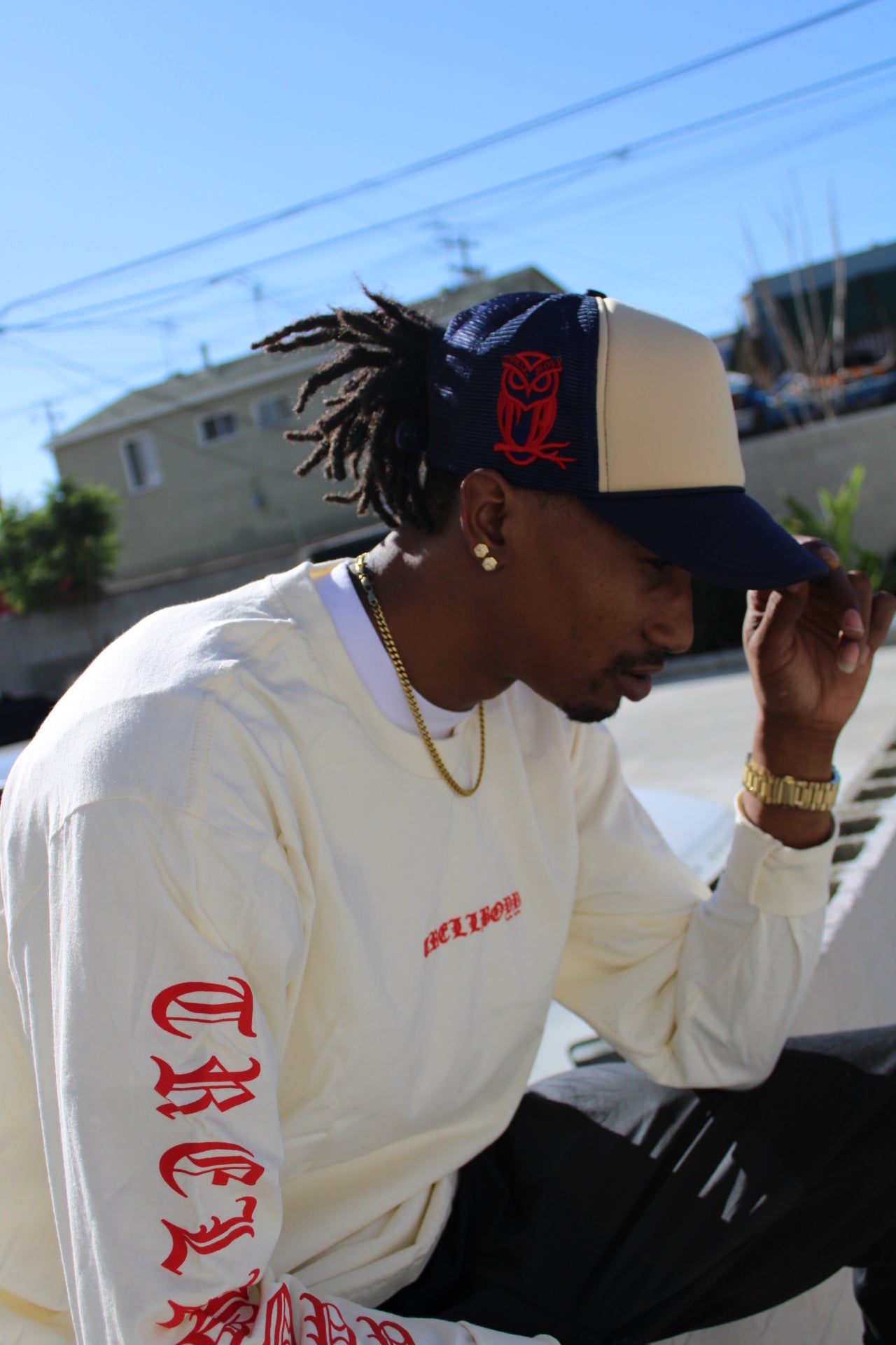 Old English Logo Tee (Cream/Red)