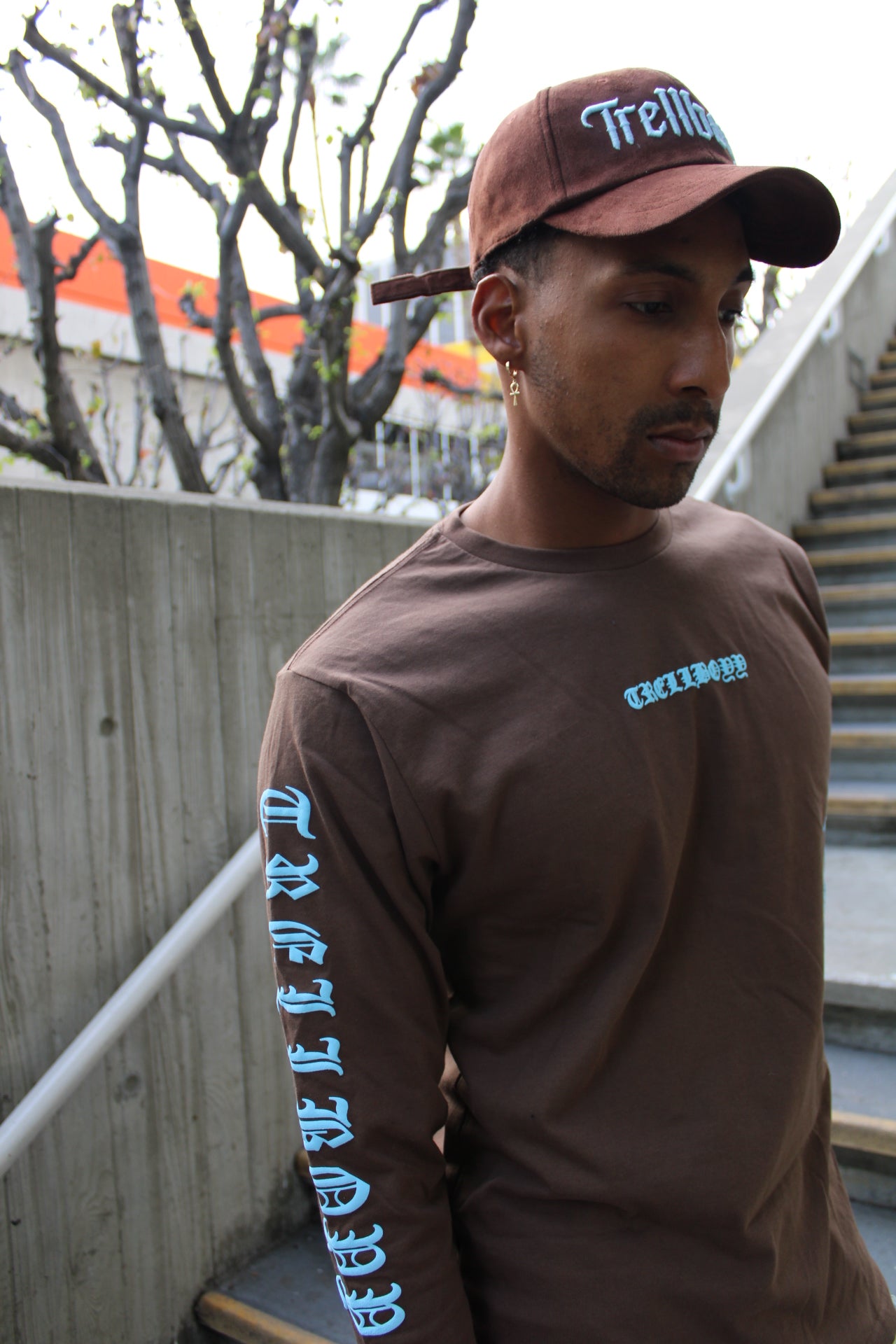 Old English Logo Tee ( Brown/ AquaMarine Blue)