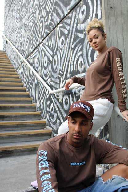 Old English Logo Tee ( Brown/ AquaMarine Blue)